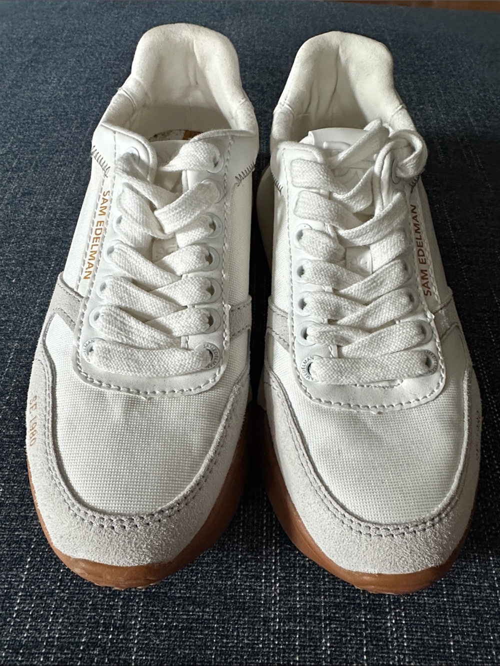 Sam Edelman Cream and Brown Platform-Trim Sneakers - Picture 6 of 6